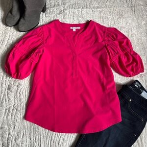 ✨NEW!💕Chico's Bright Fuchsia Puff-Sleeve Blouse